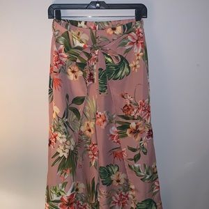 Floral wrap palazzo pants